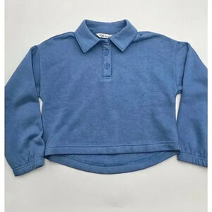 DSG Girl's Size S (8/9) Henley Fleece Top Light Basin Blue NWT
